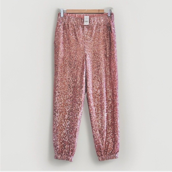 LOFT Pants - NWT LOFT Shimmering Sequin Rose Joggers
